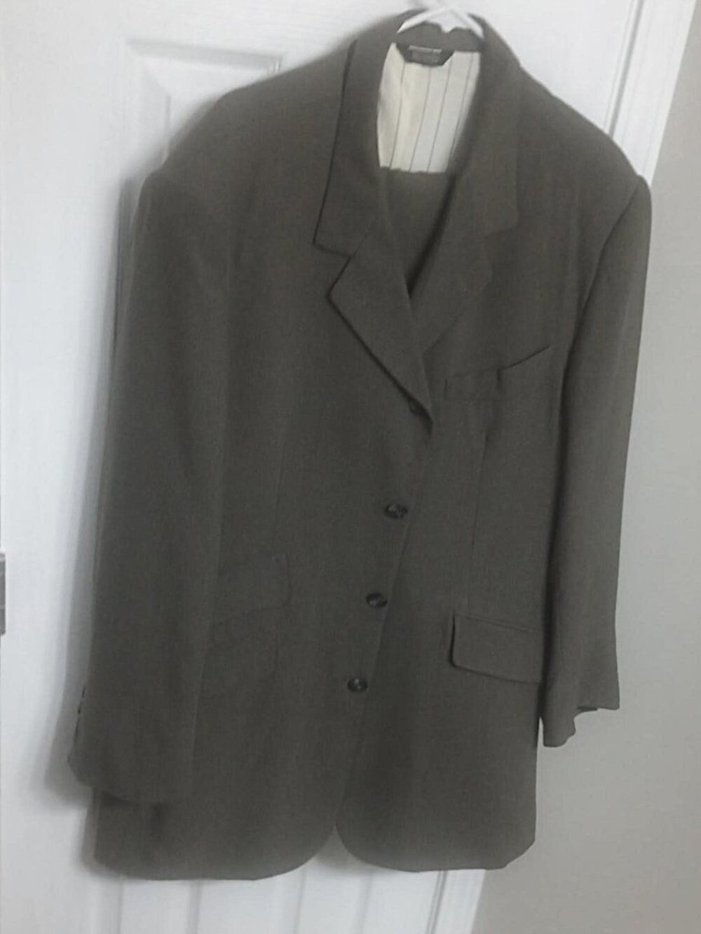 Joseph Addo Men Olive Gray 2 Piece Suit 42 Tall Long